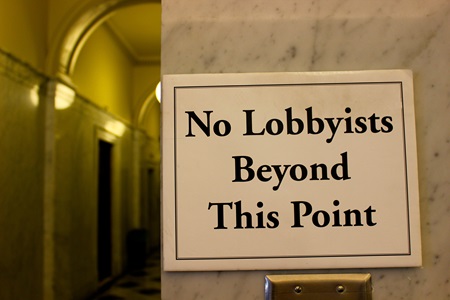 No Lobbyists Beyond This Point sign 