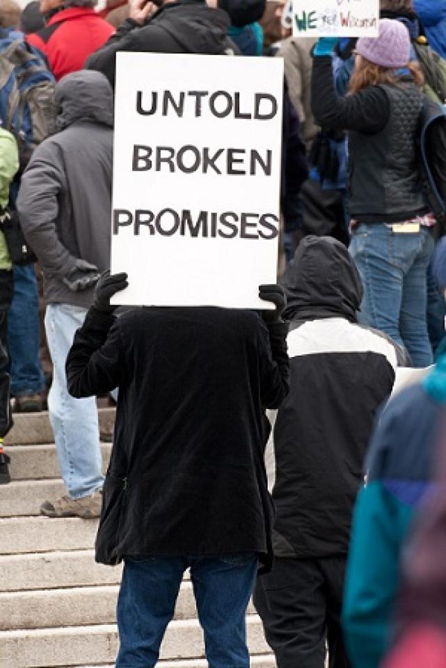 Broken Promises sign