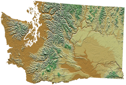 Elevation map of Washington state